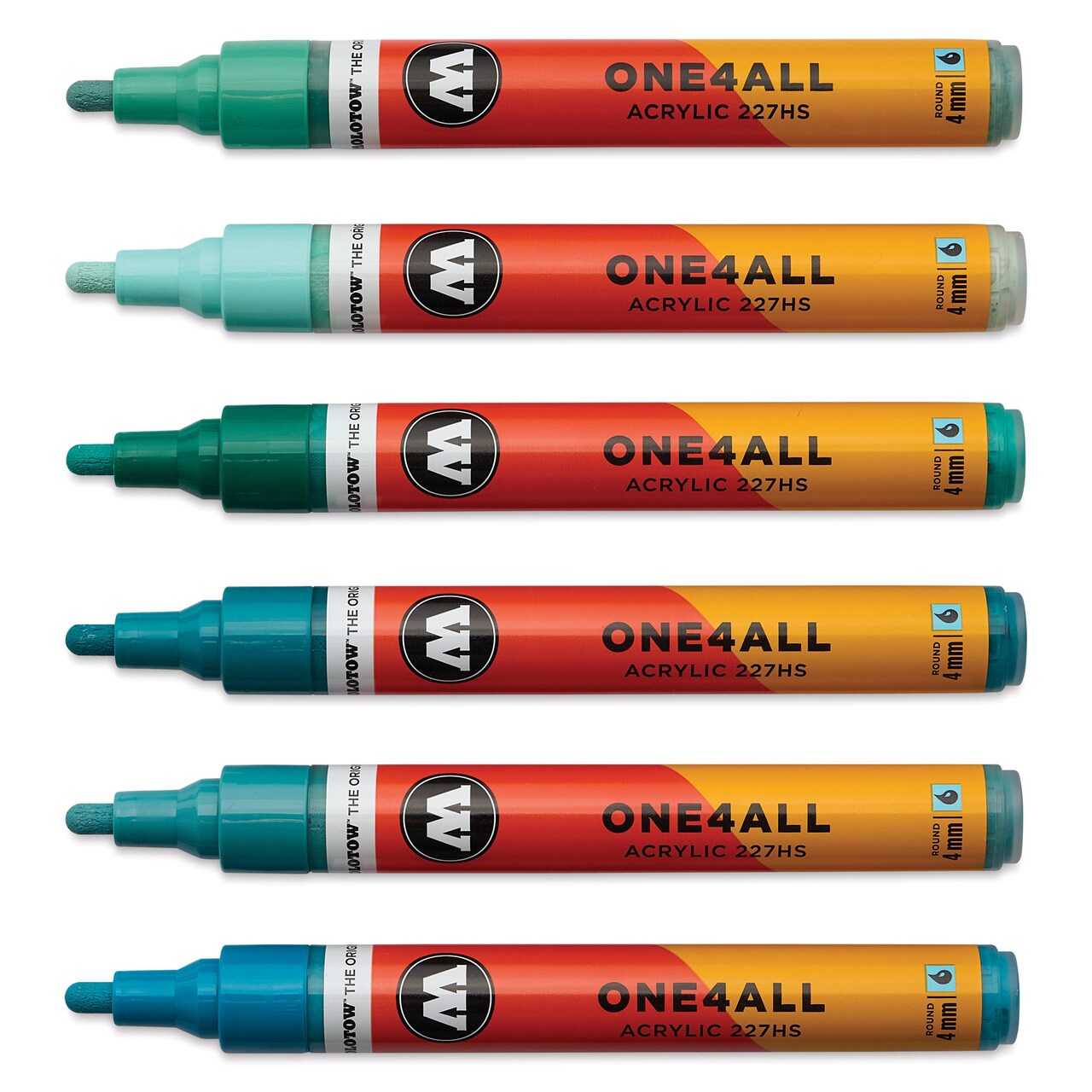 Molotow One4All Acrylic Markers - Set of 6, Tropical Colors, 4 mm